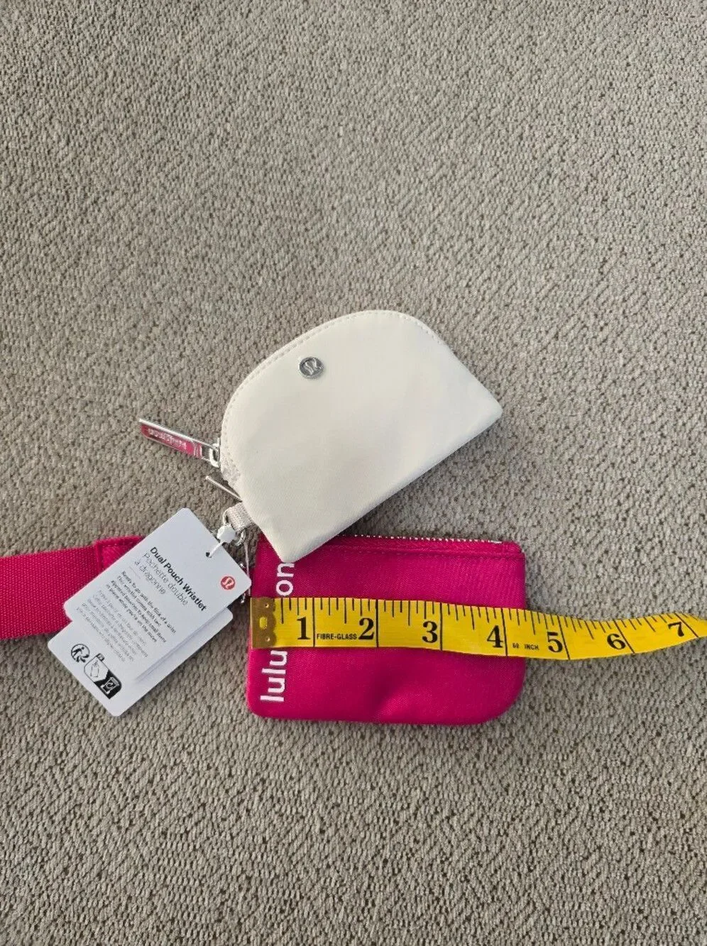 Lululemon PSNT/Bone Pink Off White Dual Pouch Wristlet